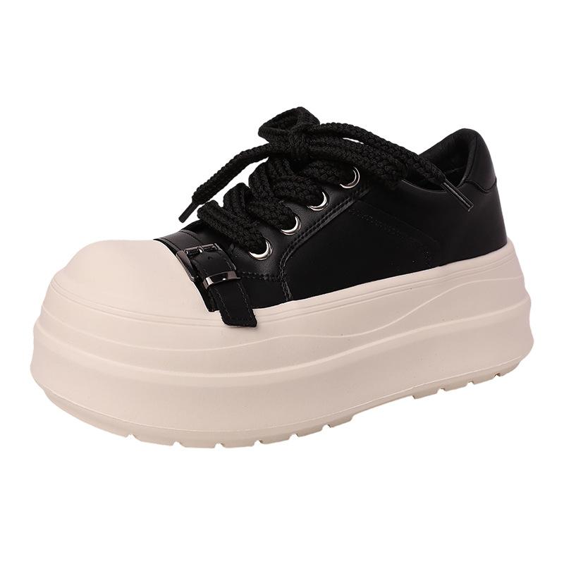Fashion thick baseplate shoes autumn and spring retro heightening casual sports shoes versatile muffin soft sole women's white shoes tide