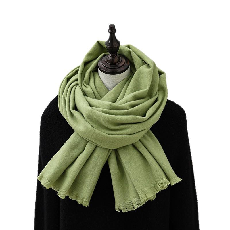 Women's High-End Wool Cashmere Tassel Scarf - Versatile Winter Shawl in Solid Red