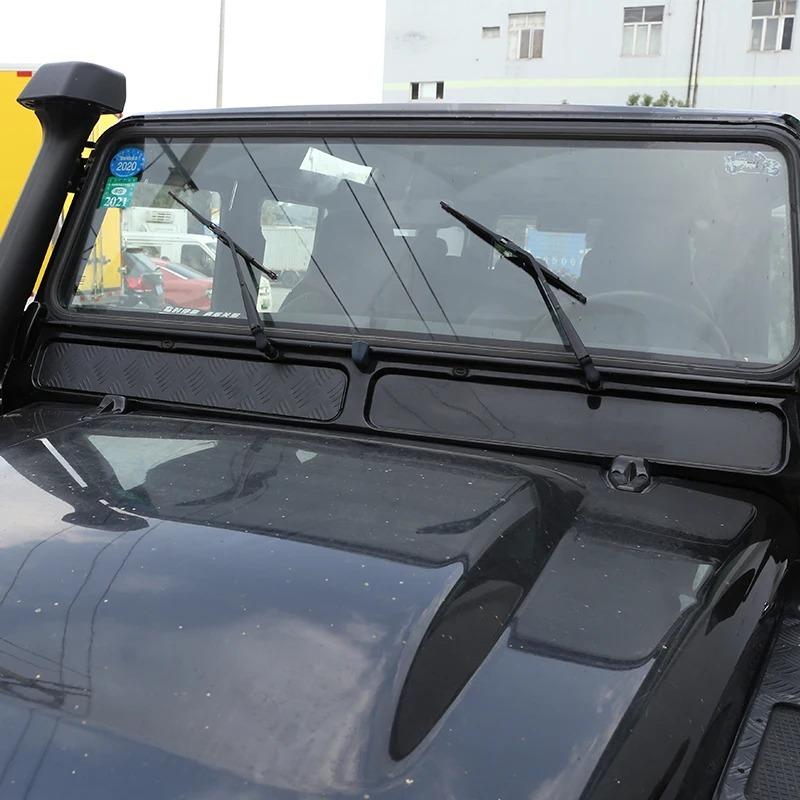 For Land Rover Defender 90 110 130 2004-2018 Aluminum alloy Black Car Front Windshield Lower Trim Panel Sticker Car Accessories