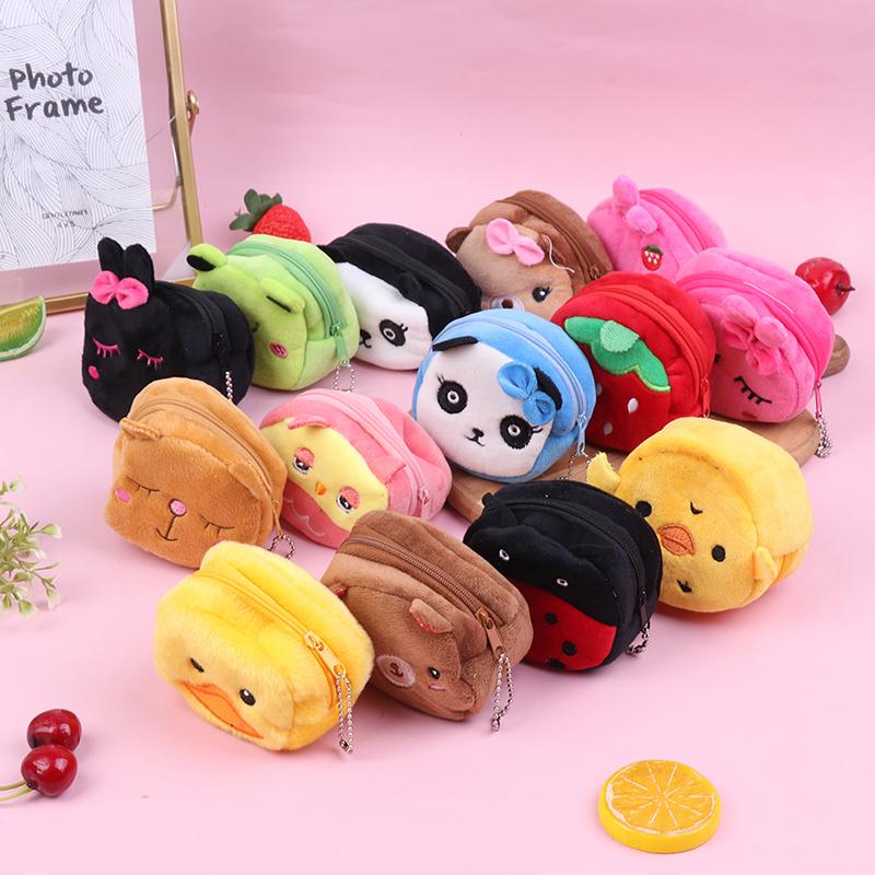 Coin Purse Cartoon Zipper Plush Three-Dimensional Coin Purse Wallet Key Holder