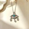 European-American Zirconia Evil Eye Necklace - Colorful Copper Clavicle Chain Jewelry