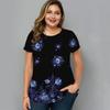 Summer Round Neck Floral Graphic 3D Print Top Fashionable Casual Short Sleeved Plus Size Women's T-shirts