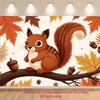 2D Cartoon Eekhoorn op Boomtak Achtergrond met Eikels voor Kinder Herfst Thema Evenementen
