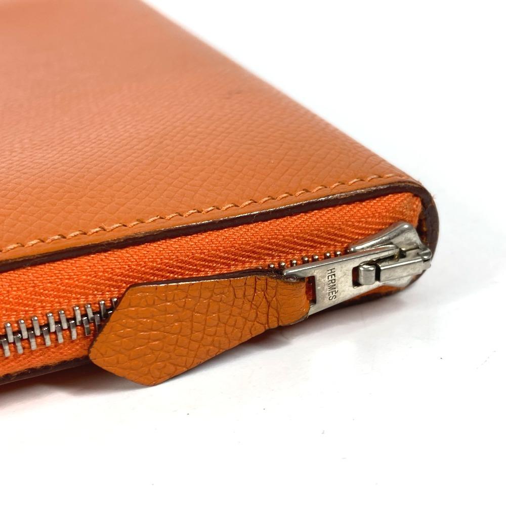 HERMES Azap Integral Long wallet Zip Around Long Wallet Leather Orange