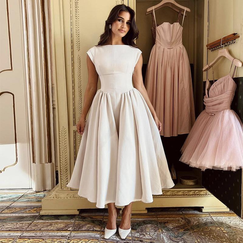 

В наличии 2024 Элегантное платье средней длины с открытой спиной для женщин - Осенняя коллекция Small абрикосовый