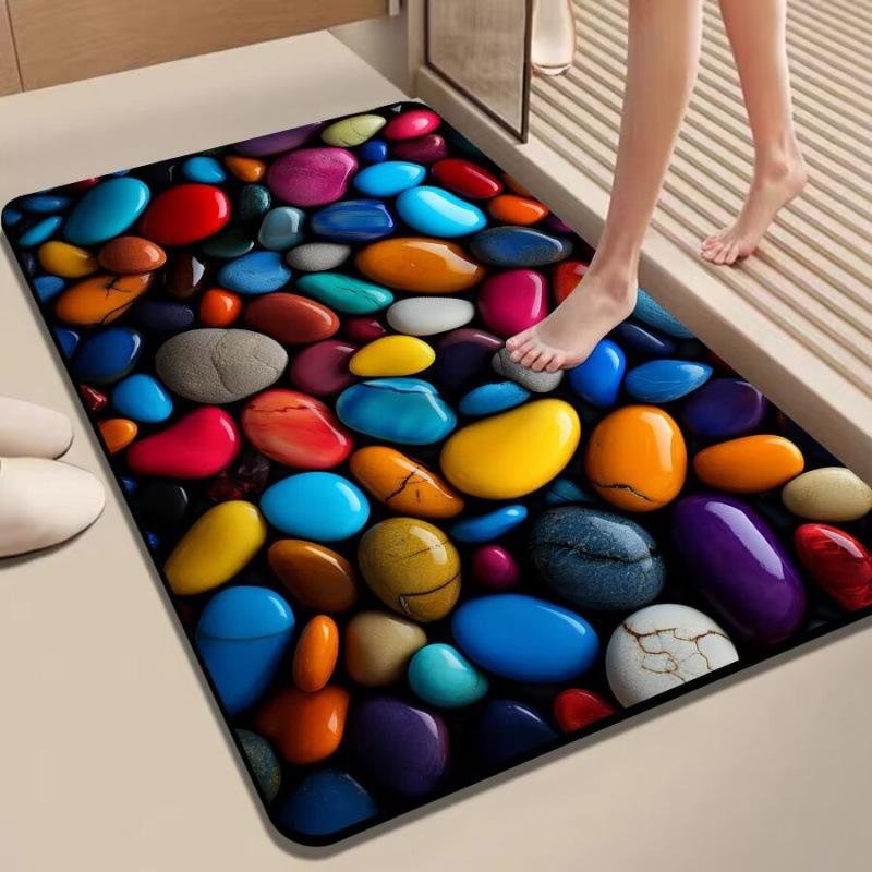3D Трехмерный Галька Диатомовая Грязь Ванная Влагопоглощающий Коврик Нескользящий Коврик для Ног Ванная Кухня Дверь Напольный Коврик 50*80cm