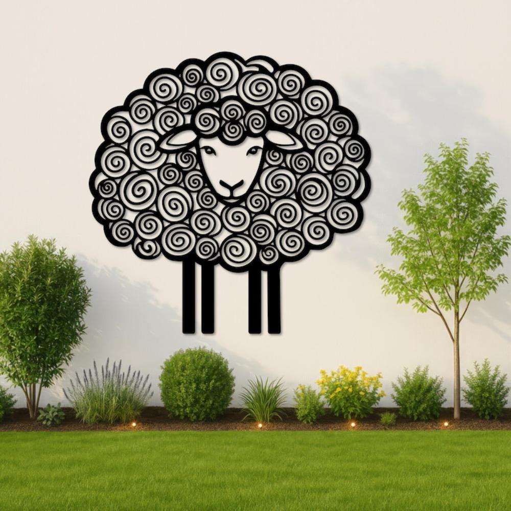 Metal Sheep Wall Art Farm Sign Cute Animal Decor For Room