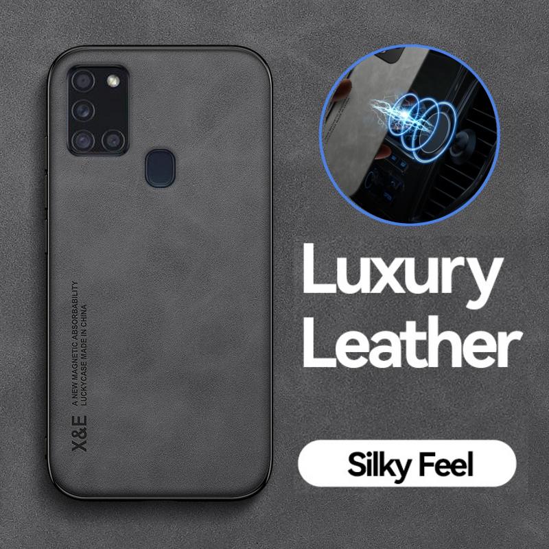 Funda For Samsung Galaxy A21S Case Car Magnetic Holder Leather Phone Case For Samsung A21S A 21 S Soft Frame Protect Back Cover
