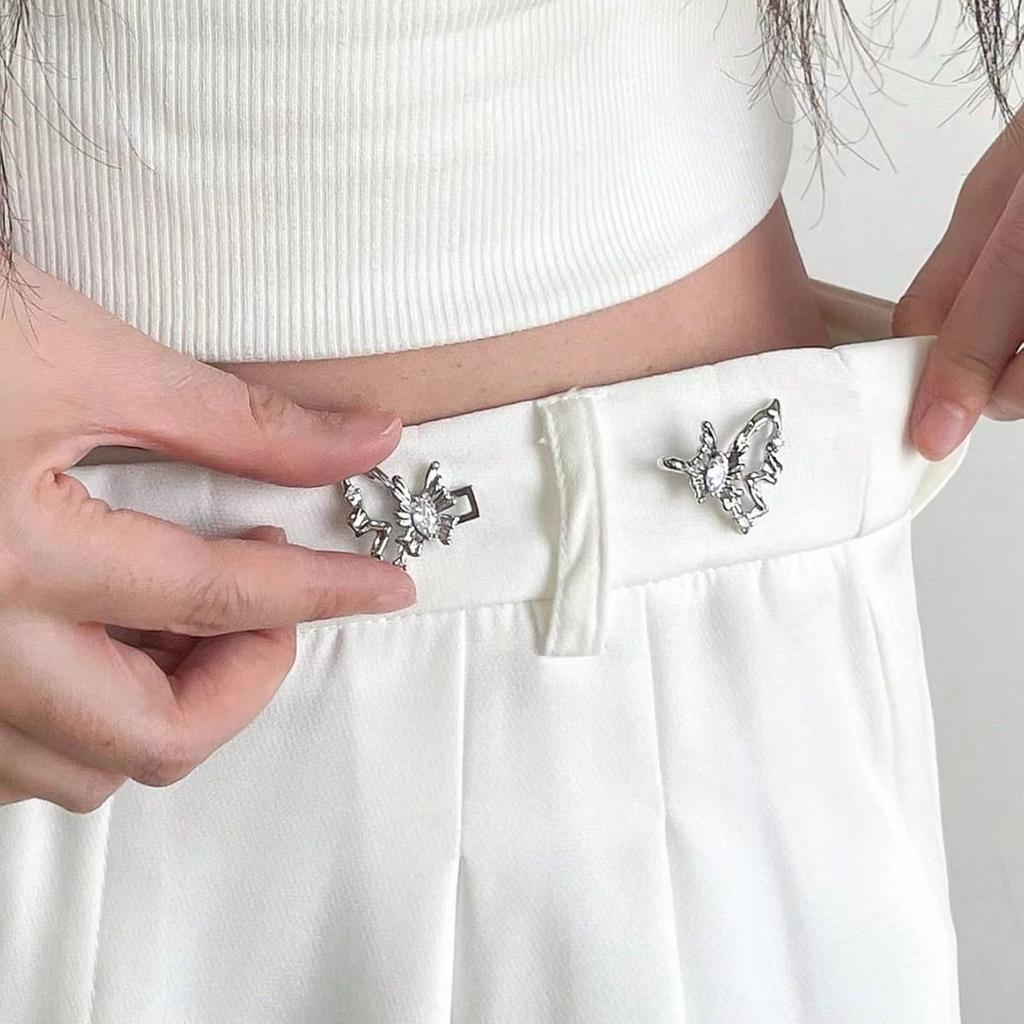 Detachable Butterfly Waist Cinching Buckle, Nail Free Denim Waist Cinching Artifact, Waist Size Adjustable Buckle, Pants Adjustable Button