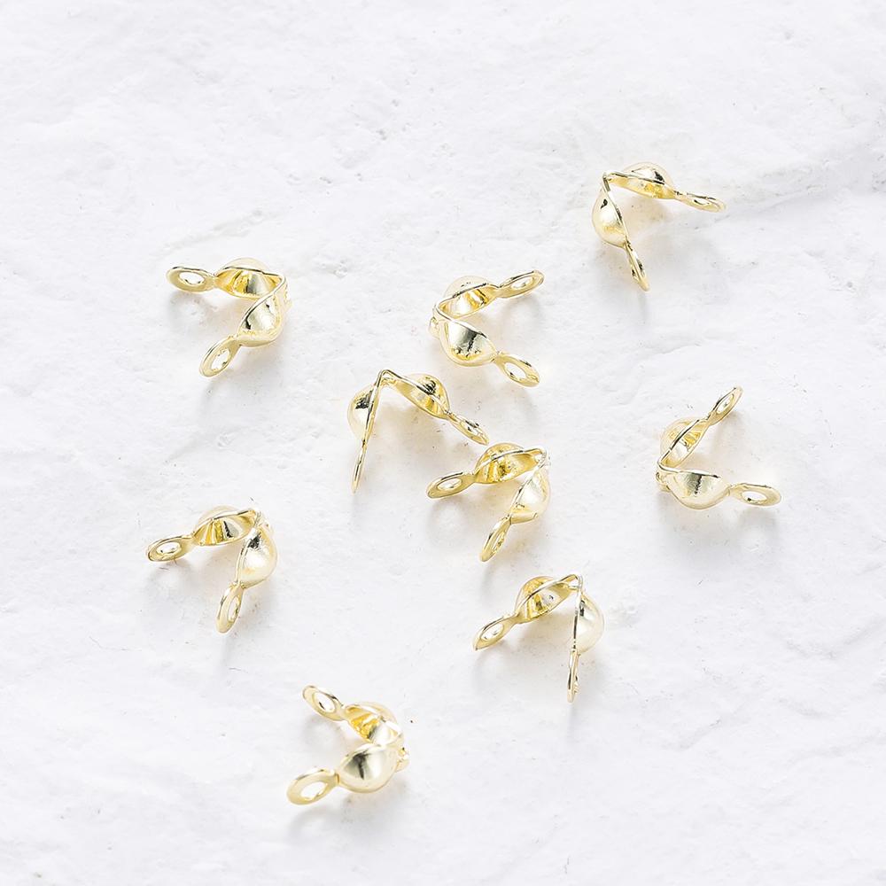 14K 18K Echtgold Plated Doppel Loch Endverschluss Perlen Offene Abdeckung Quetschperlen Für DIY Schmuckherstellung Halsketten Komponente