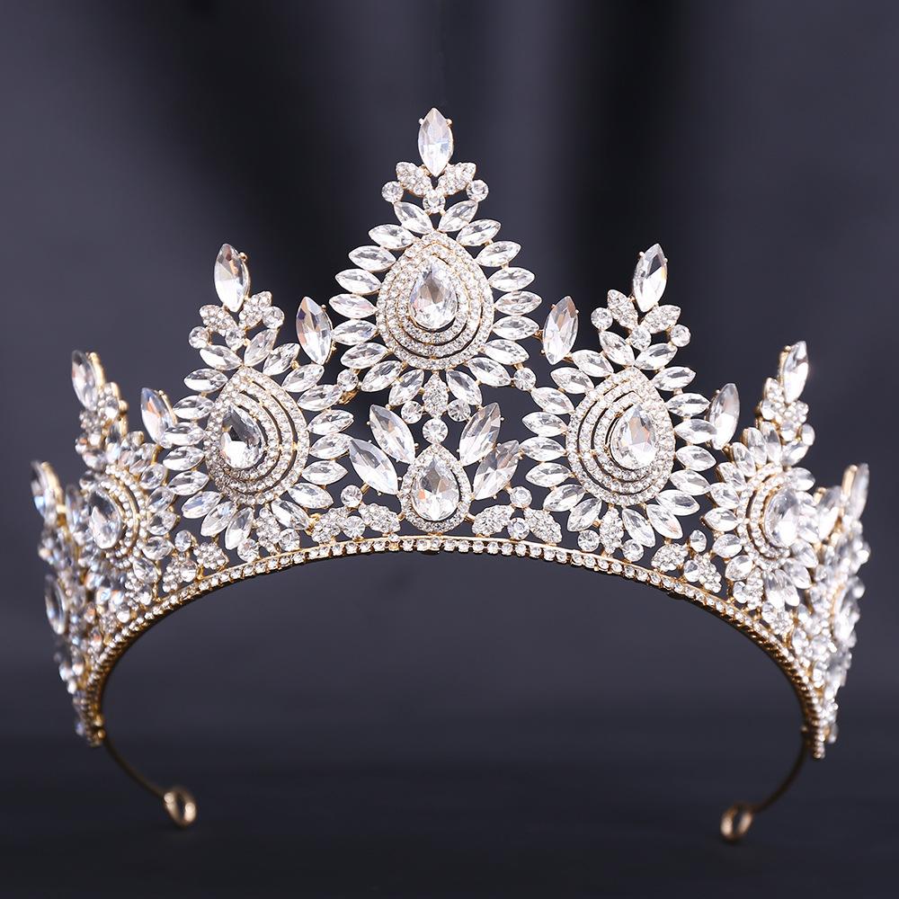 

8 Colors Fashion Luxury Opal Rhinestone Crystal Tiara for Women Wedding Party Elegant Bridal Bride Crown Hair Accessories золотой