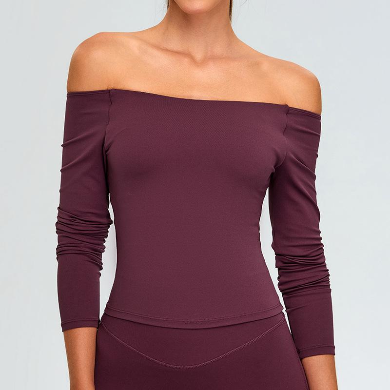 New One Shoulder Long Sleeved Yoga For Women, Spicy Girl Sports T-Shirt Top, Running Tight Fit Fitness For Outerwear