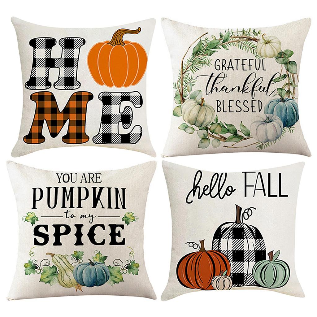 18x18 Fall Pillow Covers, Thanksgiving Decorative Throw Pillowcases, Maple Car Linen Throw Cushion Covers For Sofa Couch Home Decor, 4pcs