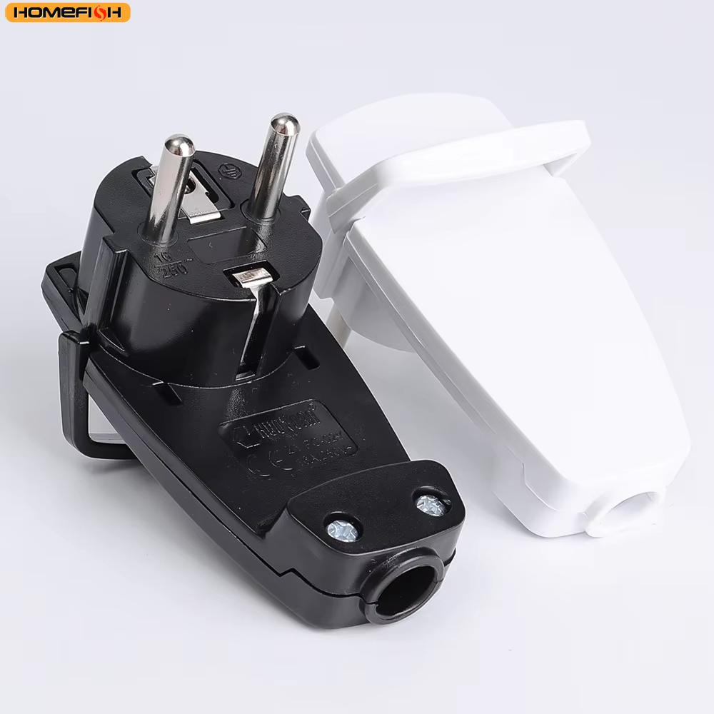 Euro-standard German pull-ring self-assembly European power cord plug, German and French universal plug with a curved ultra-slim