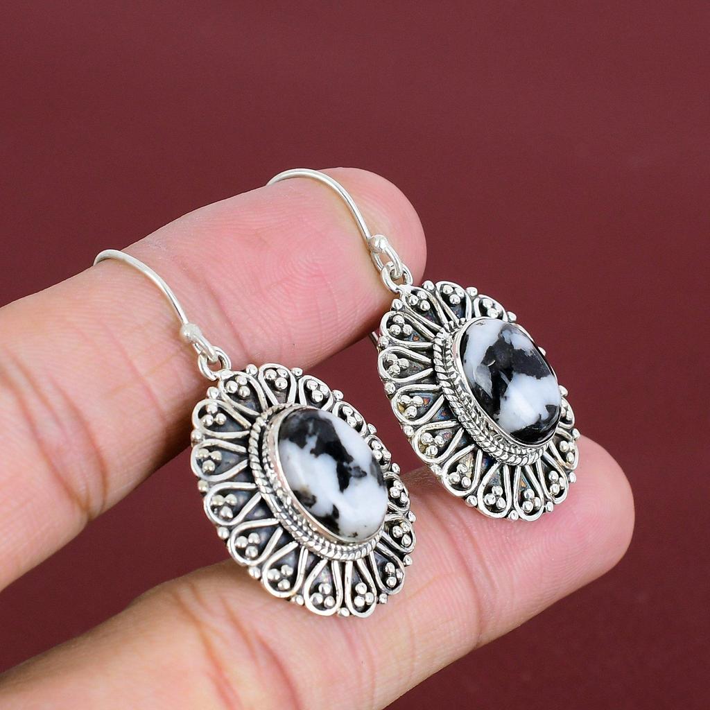 White Buffalo Turquoise Earring Gemstone Handmade Earrings 925 Sterling Silver Earring Vintage Jewelry Birthstone Earring Anniversary Gifts