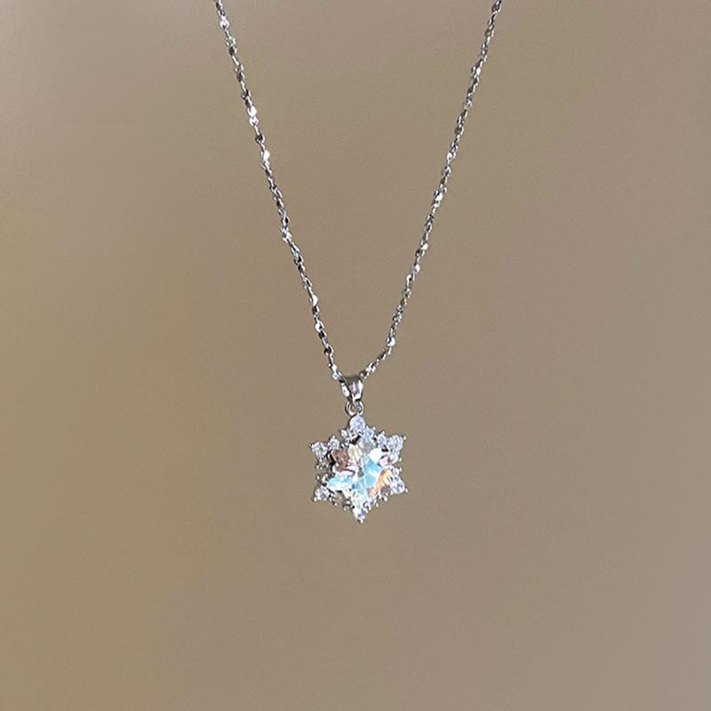 Collana Girocollo con Ciondolo Fiocco di Neve in Cristallo Blu Y2K per Donna con Zirconi Strass Catena per Clavicola Gioielli per Festa Festival