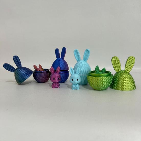 3D-gedrucktes Osterhasen-Ei Vorgefülltes Osterei mit Hase darin Osterkorb-Füller für Zuhause Büro Schreibtisch Dekoration