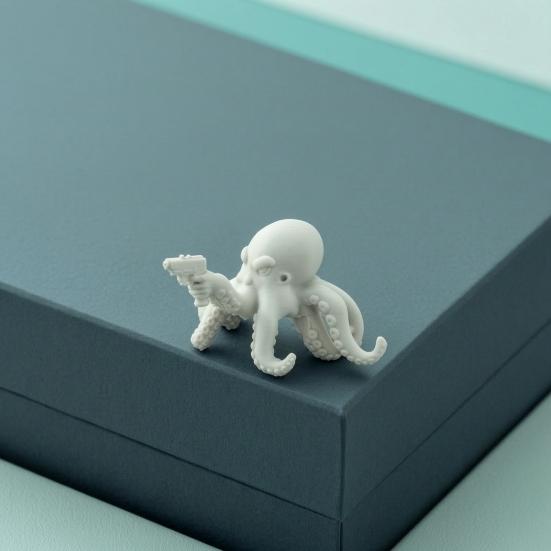 Playful Desk Accessories 3D Printed Octopus Figurine, Cute Marine Animal Sculpture for Unique Office Gadgets Computer Monitor Decor, Shelf Ornament,