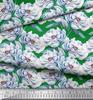Soimoi Green Japan Crepe Satin Fabric Leaves & Blooming Camellias Floral Print Sewing Fabric Metre 42 Inch
