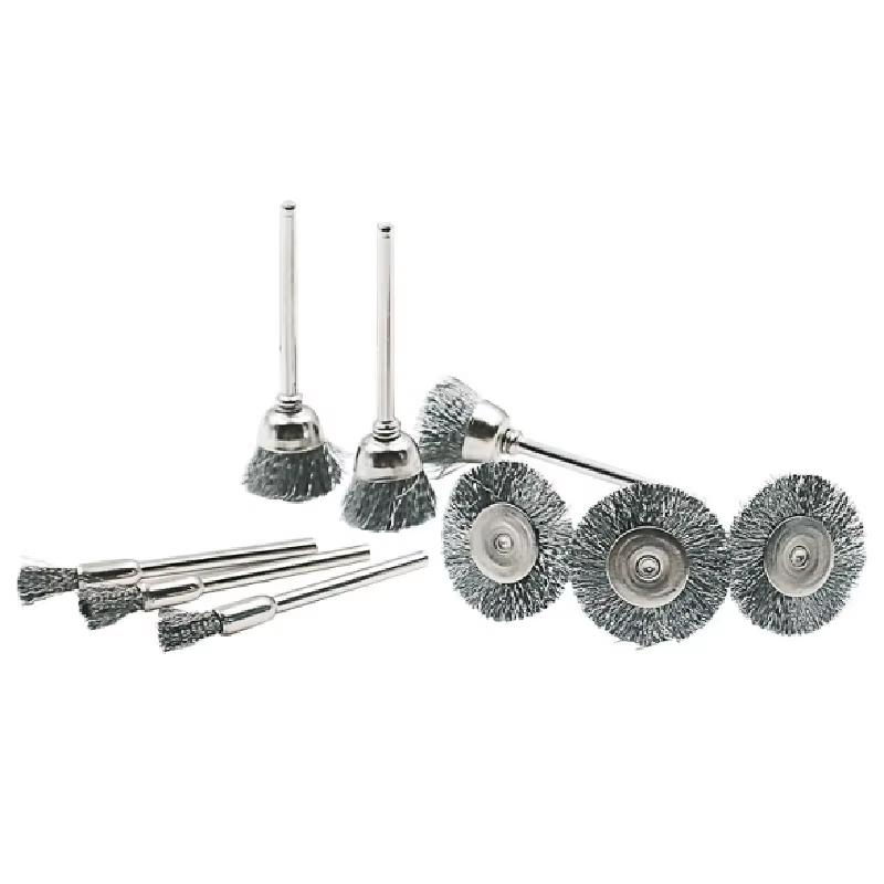 9Pcs Mini Steel Wire Brush Drill Rotary Tool Cleaning Brush Wheel Metal Rust Removal Polishing Disc