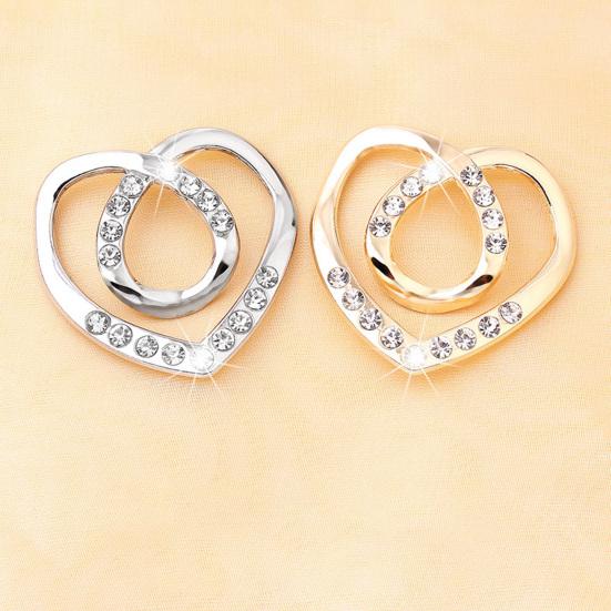 Yousheng Scarf Buckle Multifunctional Geometry Shiny Rhinestone Inlaid Decorative Clothing Accessories Metal Fashion Love Heart Shape Brooch Shawl