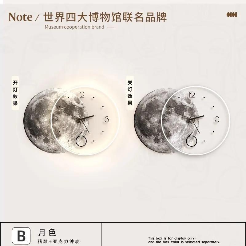 

Современная гостиная украшение картина луна настенные часы домашний декор светодиодные фонари настенные часы премиум настенное искусство для фона 50x67cm