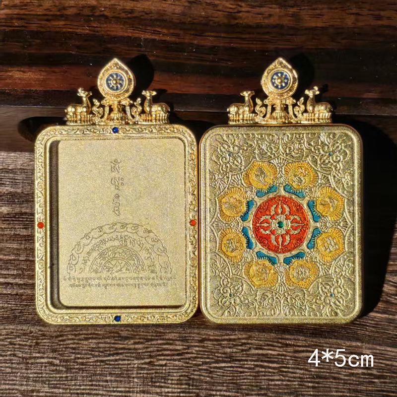 Tibetan Thangka Titanium Steel Gold Silver Pendant: Single/Double-Sided Benming Buddha Amulet