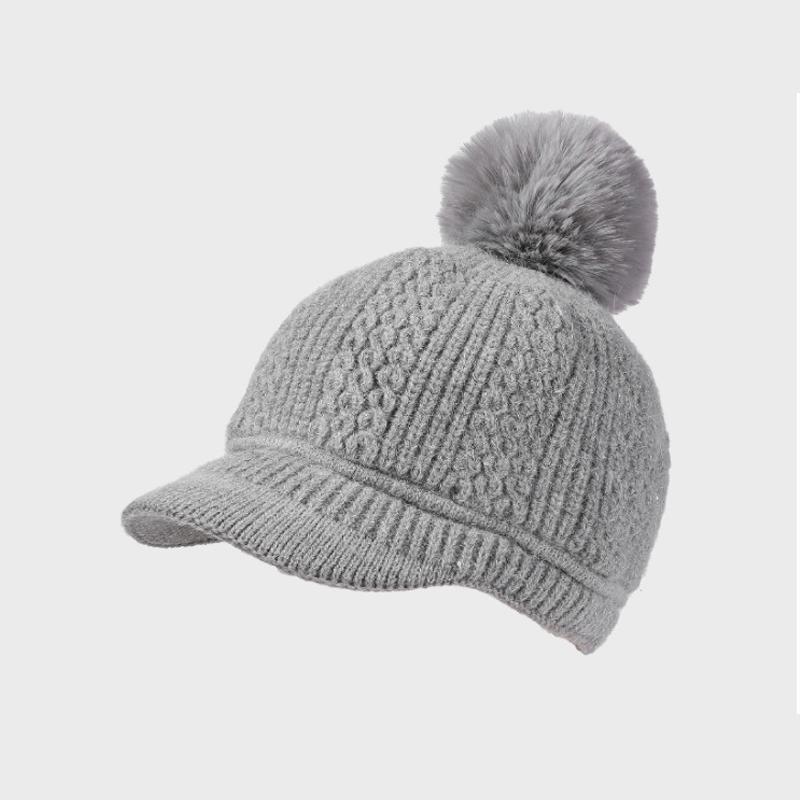 

Rabbit Fur Warm Baseball Cap Women s Autumn Winter Velvet Ear Protection Knitted Cap Pullover Wool Cap
