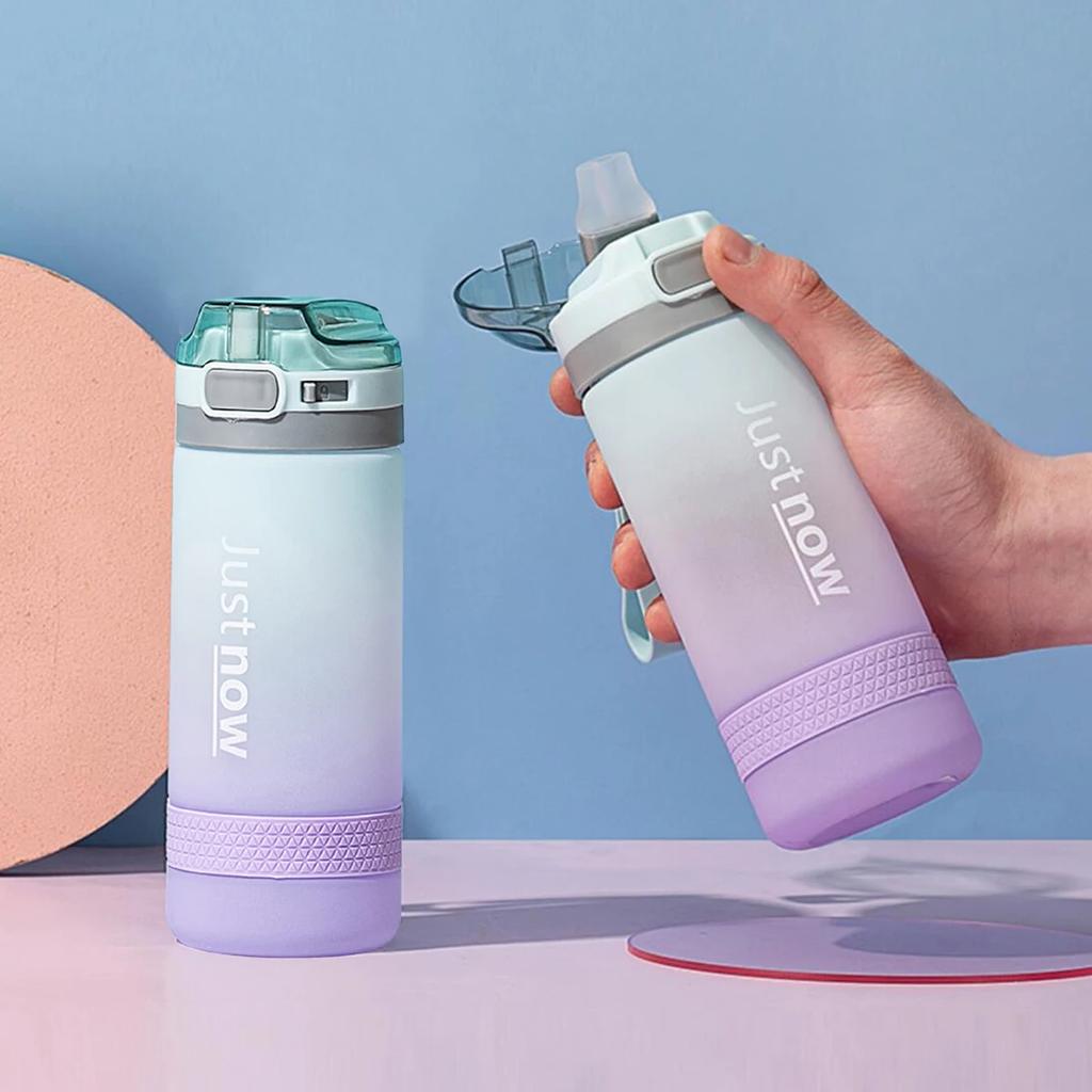 1pc-Sports water Bottle High Temperature Resistant Graduated Straw Cup Rainbow Frosted Progressive Color Water Cup Plastic Cup