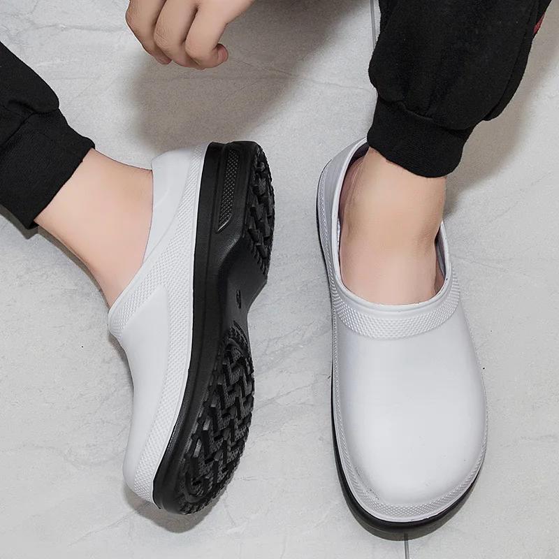 Fashion High Quality EVA Chef Shoes Non-slip Waterproof Oil-Proof Kitchen Cook Flat Working Shoes Hotel Restaurant Clogs Men Multicolor