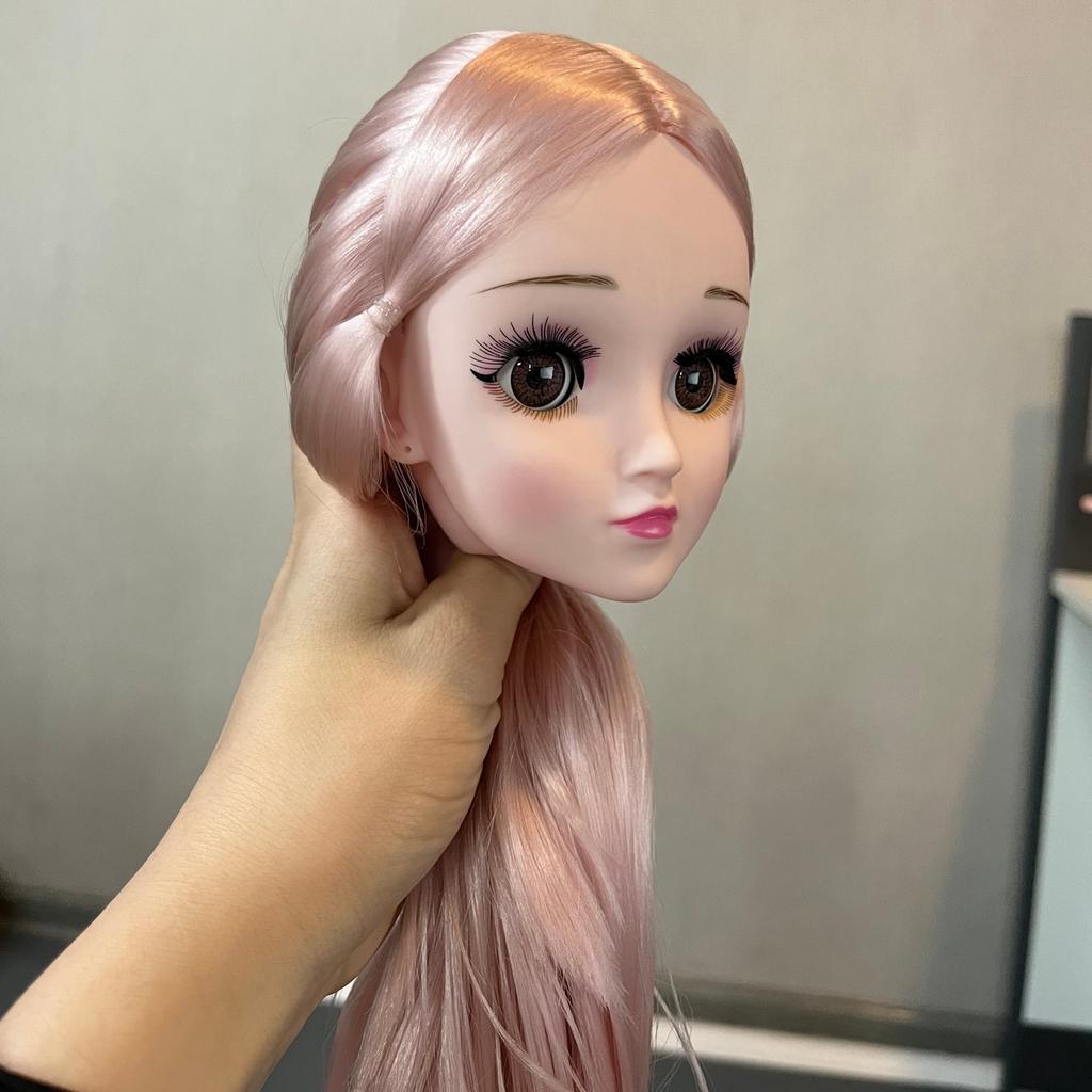 60Cm Doll'S Head 1/3 Bjd Doll Accessories 3D Real Eyes With Eyelashes Princess Doll Head Girls Play House Dress Up Toy Sets