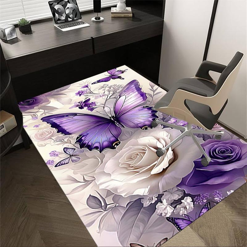 

1PC Butterfly Flowers Non-Slip Floor Carpet Compatible for Office&Living Room&Bedroom&Dining room - Soft & Pattern, Vibrant Colors-H0410 60cm by 90cm