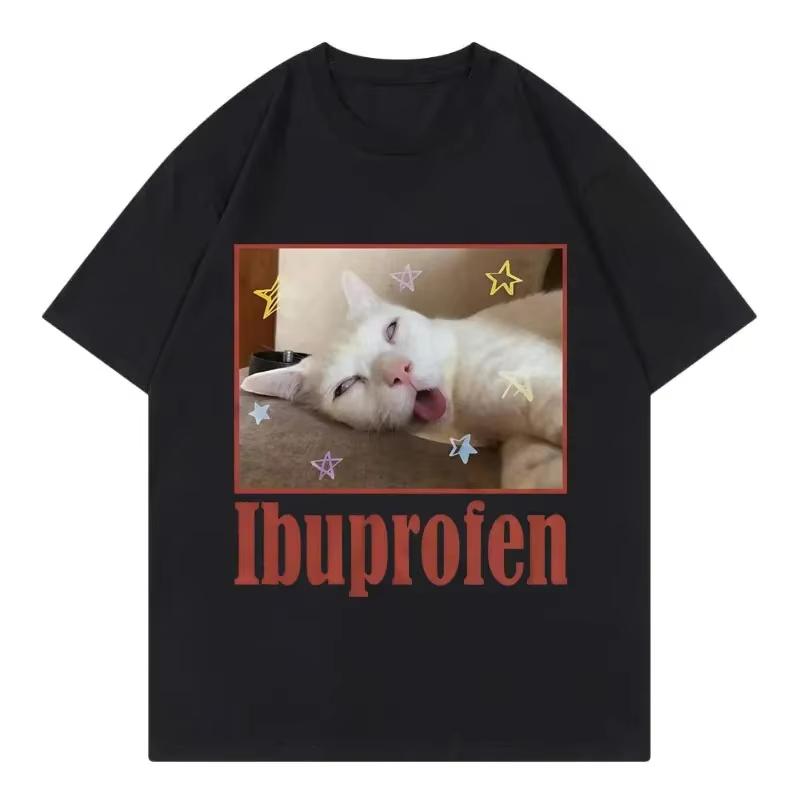 

Summer New Style Ibuprofen Funny Cat Expression Pack Printed Tshirt Casual and Fashionable Suitable for Both Men and Women - ... 5XL різнокольоровий