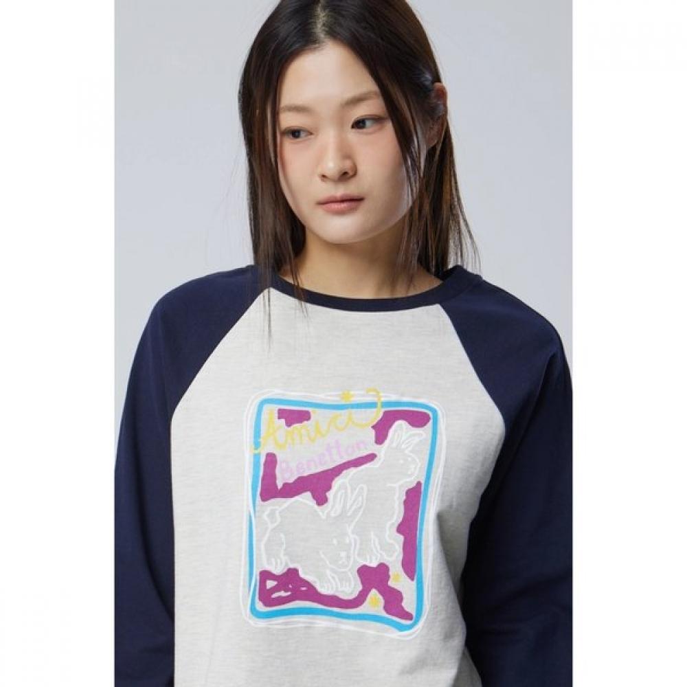 BeneTTon Raglan RabbiT PrinT T shirT baTs95611