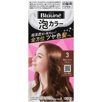 Blaune Bubble Color 3 Castanho Claro 108ml (Quase droga) Espuma para Cabelos Grisalhos Coloração para Cabelos Grisalhos Para uso em todo o processo de tingimento (você uma vez