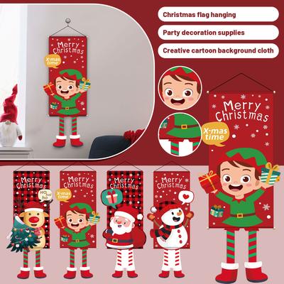 New Christmas Hanging Cloth, Hanging Flag, Party Decoration Supplies, Props, Creative Cartoon Printed