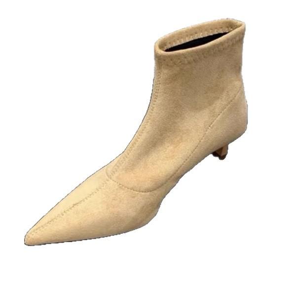 Maillard! Super Fire Skinny Heel Boots Vintage Brown Suede Pointed Ladies Martin Boots Pussy and Stretch Skinny Boots