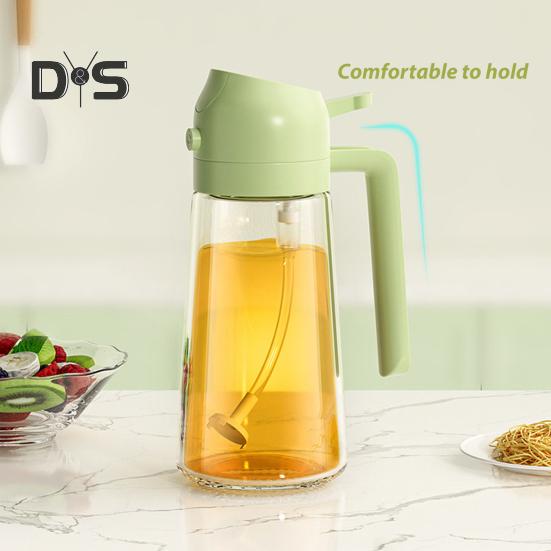 Pulverizator de ulei pentru gătit Dozator de ulei 2 în 1 Flacon pulverizator de sticlă de 500 ml/17 oz cu turnător Pulverizator de ulei reutilizabil de calitate alimentară pentru bucătărie, salată, prăjirea grătarului
