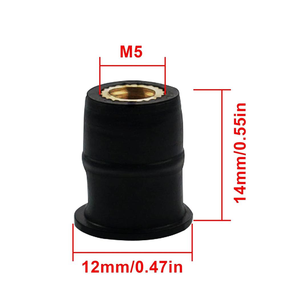 20PCS M5 Well Nuts Fairing Fasteners Windshield Motorcycle Accessories Screws Rubber and Steel Parts Windscreen Nuts