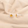 Natural Citrine Gemstone 925 Sterling Silver Jewelry Zircon Stud Earrings 0.41" CZE-8-2