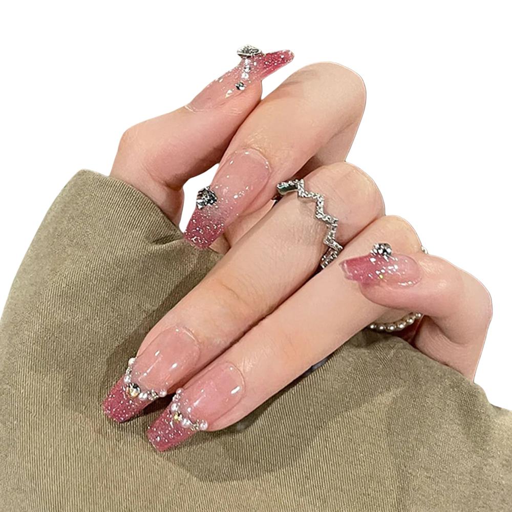 Glossy Press On Nail No Fading Sturdy Material Nail Easy To Wear for Women and Girl Party Activity