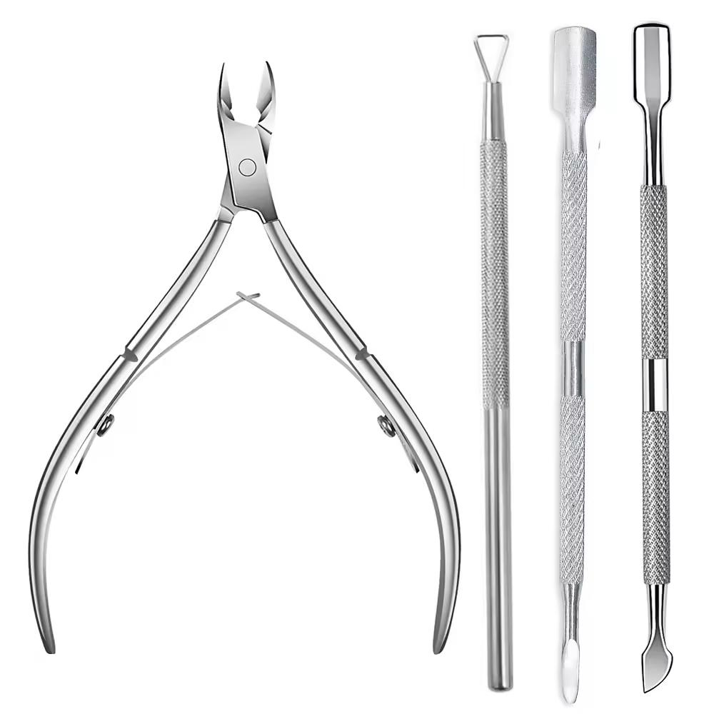 YIKOOLIN Cuticle Trimmer with Cuticle Pusher Nail Cuticle Nipper Professional Manicure Tools Stainless Steel Dual End Pusher