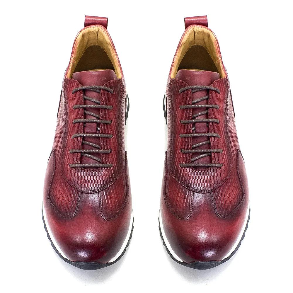 Fashion Men's Genuine Leather Casual Sneakers Lace-Up Comfortable Oxford Breathable Fashion Walking Shoes Outdoor Flat Footwear