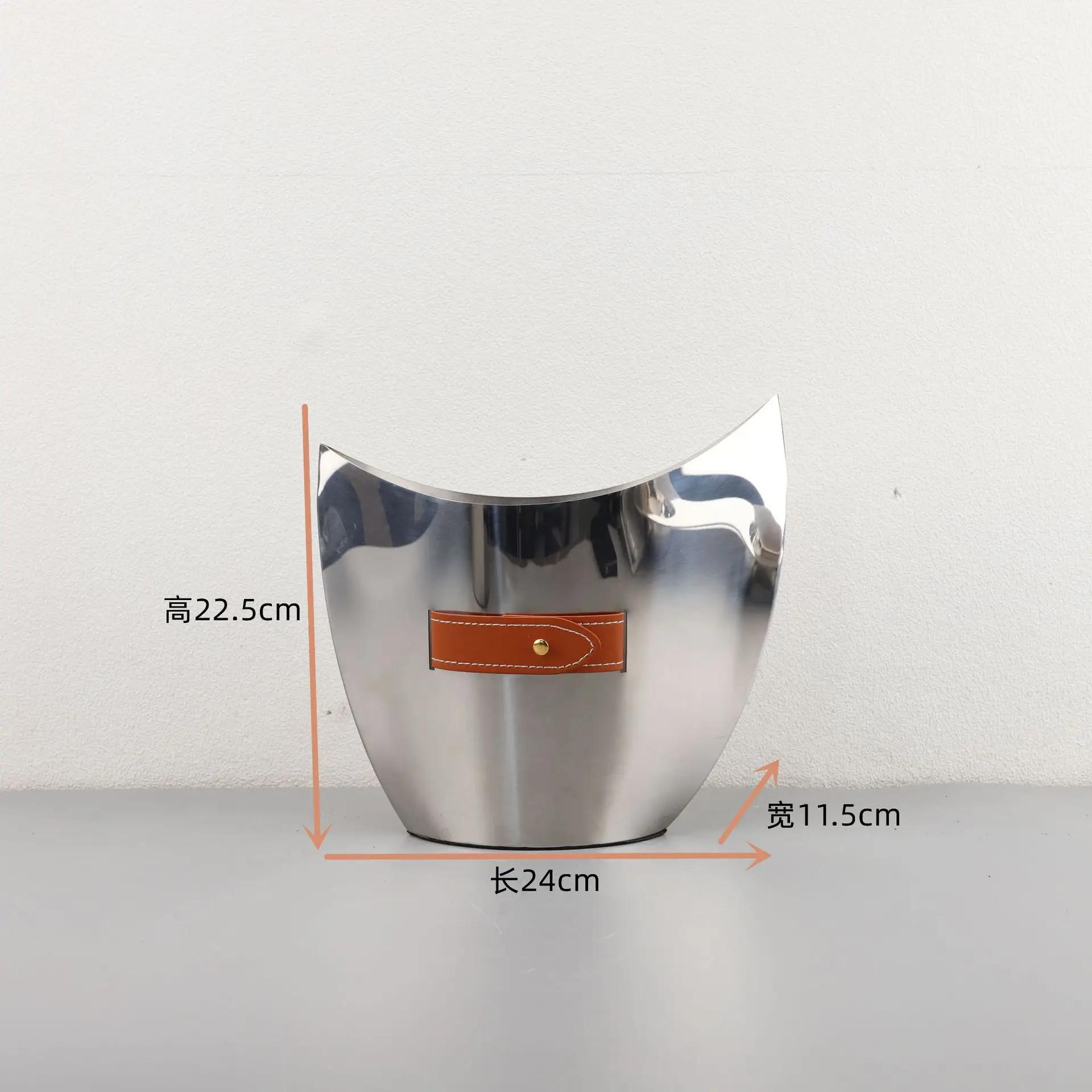 

Curved Stainless Steel Vase, Home Decoration, Metal Leather Silver Ice Bucket Vase, Living Room Decoration, Dining Table Vase