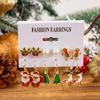 Christmas Reindeer & Santa Claus Stud Earring Set - Festive Cartoon Snowflake Bell Design for Women