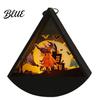 Decorative Lights for Home Halloween Triangle LED Lantern Tumbler Shape Night Light with Witch Ghost Glass Silhouette Shadow Box Pumpkin Battery
