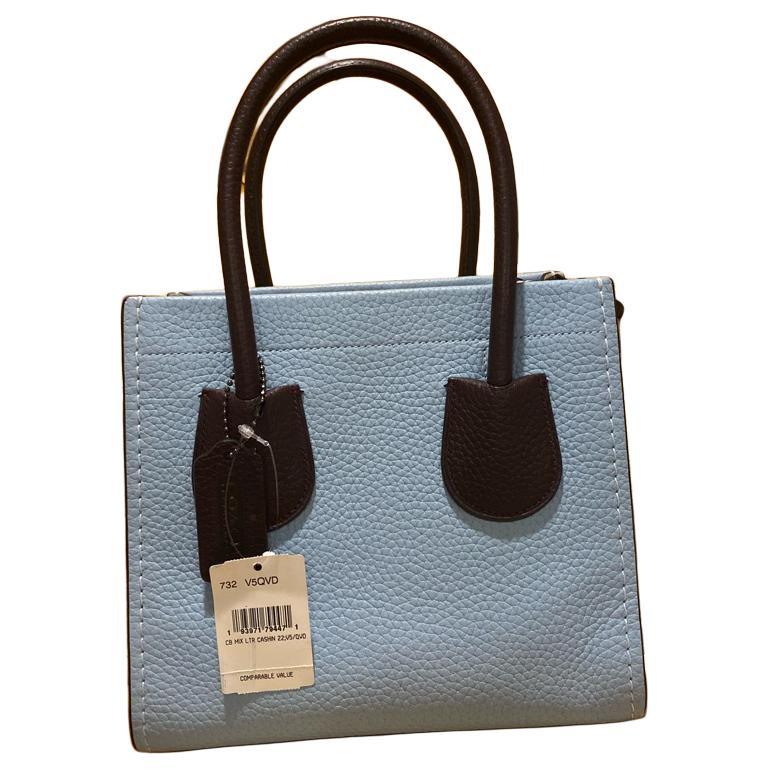 New COACH Cashin Leather Tote Bag, Shopping Bag, Handbag, Shoulder Bag, Crossbody Bag Small Women's Blue & Black 732-V5QVD