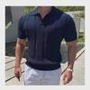 2024 Herren Weißes Gestricktes Kurzarm Revers Polo - Atmungsaktiv, Hochwertiger Sommer-Trend