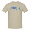 Cute Albacore Tuna Fish In Aegean Blue And White Straight Leg Tshirt Minimalist Commuting Classic Colors Tees