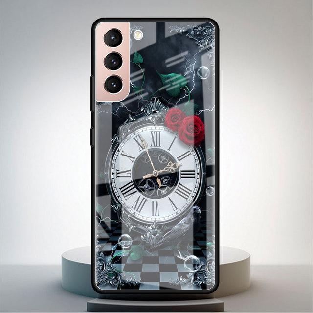 Husă din sticlă securizată pentru Samsung Galaxy S22 S21 Ultra S20 Fe S10 S9 S8 S22 S21 Plus Note 20 10 Funda pentru telefon Rose Fluture Floare